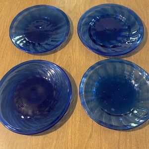 Vintage Cobalt Blue Depression Glass Saucers
